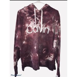Calvin Klein Women Pull Over Hoodie Size 1X Tie dye Maroon